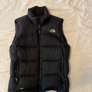 Womens NorthFace black puffer vest, size large